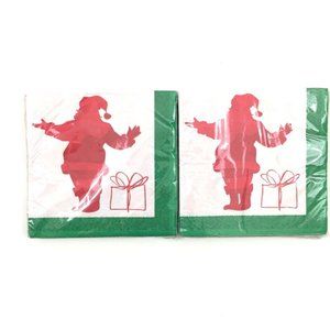 Santa and Christmas Tree Beverage Napkins 32 Total 2 Ply 10 x 10 In Lot of 2 Pkg